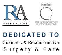 RA plastic surgery logo & member of amercian society of plastic surgeons dedicated to cosmetic & reconstructive surgery & care